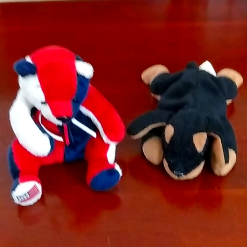 Set of two Beanie Babies by Ty: Patriot and Doby NWOT